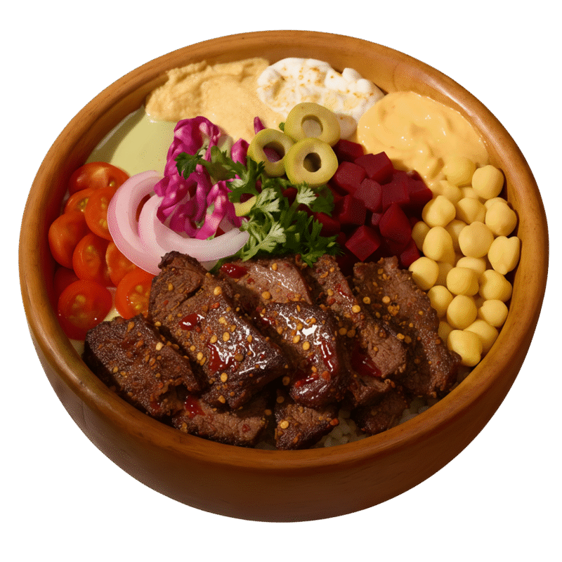 Premium Spicy Lamb Shawarma Bowl + Side + Drink